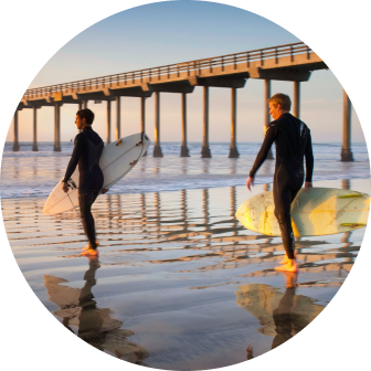 An image of surfers.