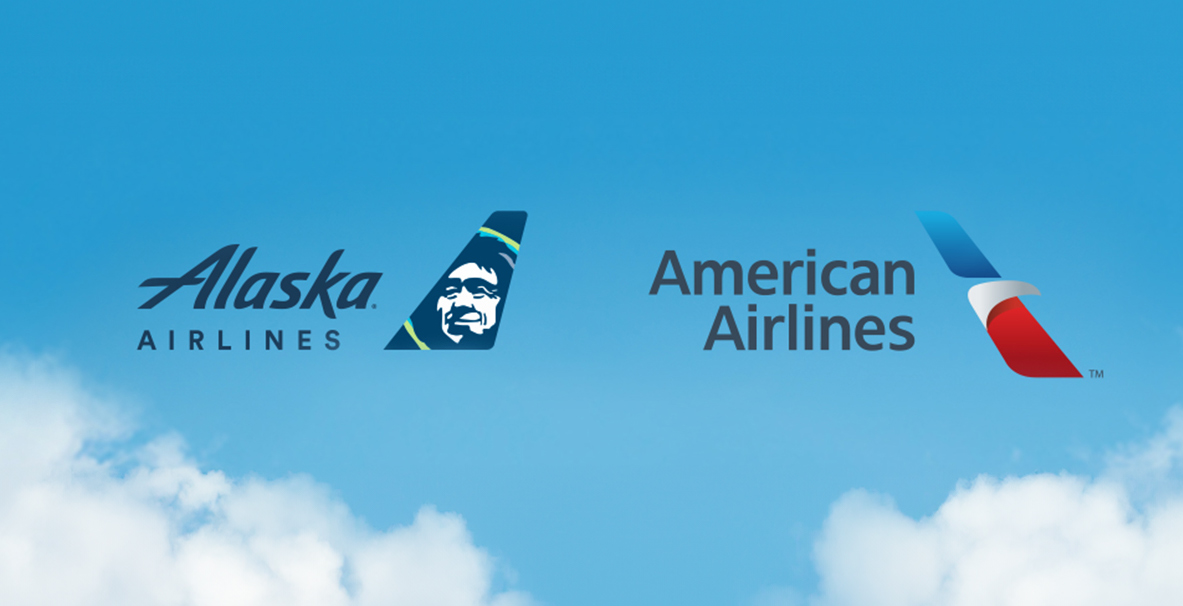Alaska and American Airlines logos