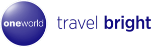 oneworld logo next to the words travel bright